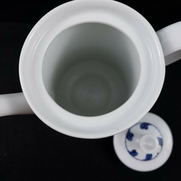 Royal Worcester Coffee Pot White With Blue Leaves - Picture 11 of 12